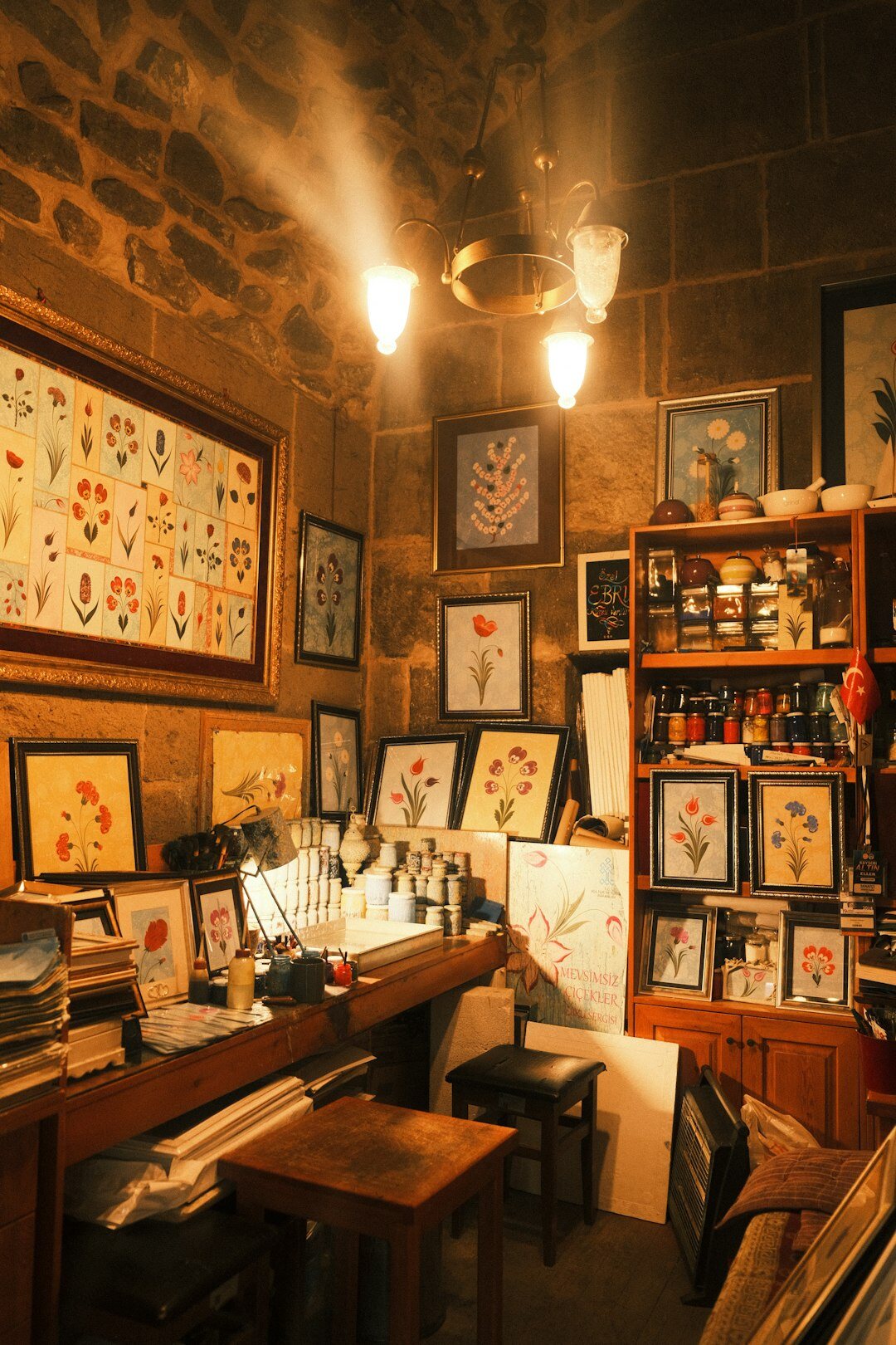 Elegant boutique atelier workspace with tools